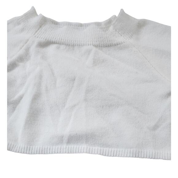 White Cropped Midriff Longsleeve Sweater Womens Size Large L - Picture 3 of 4